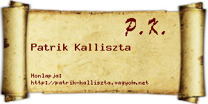 Patrik Kalliszta névjegykártya